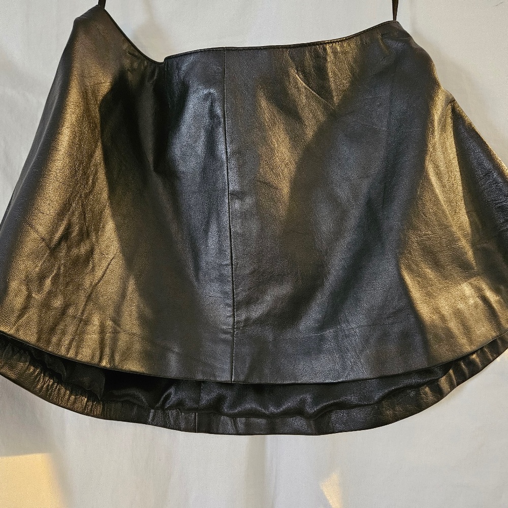 Silk Lined Lambskin Mini Skirt sz MED